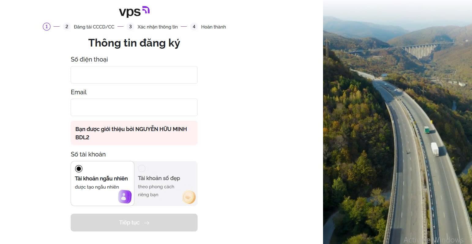 Nhập thông tin đăng ký tài khoản VPS